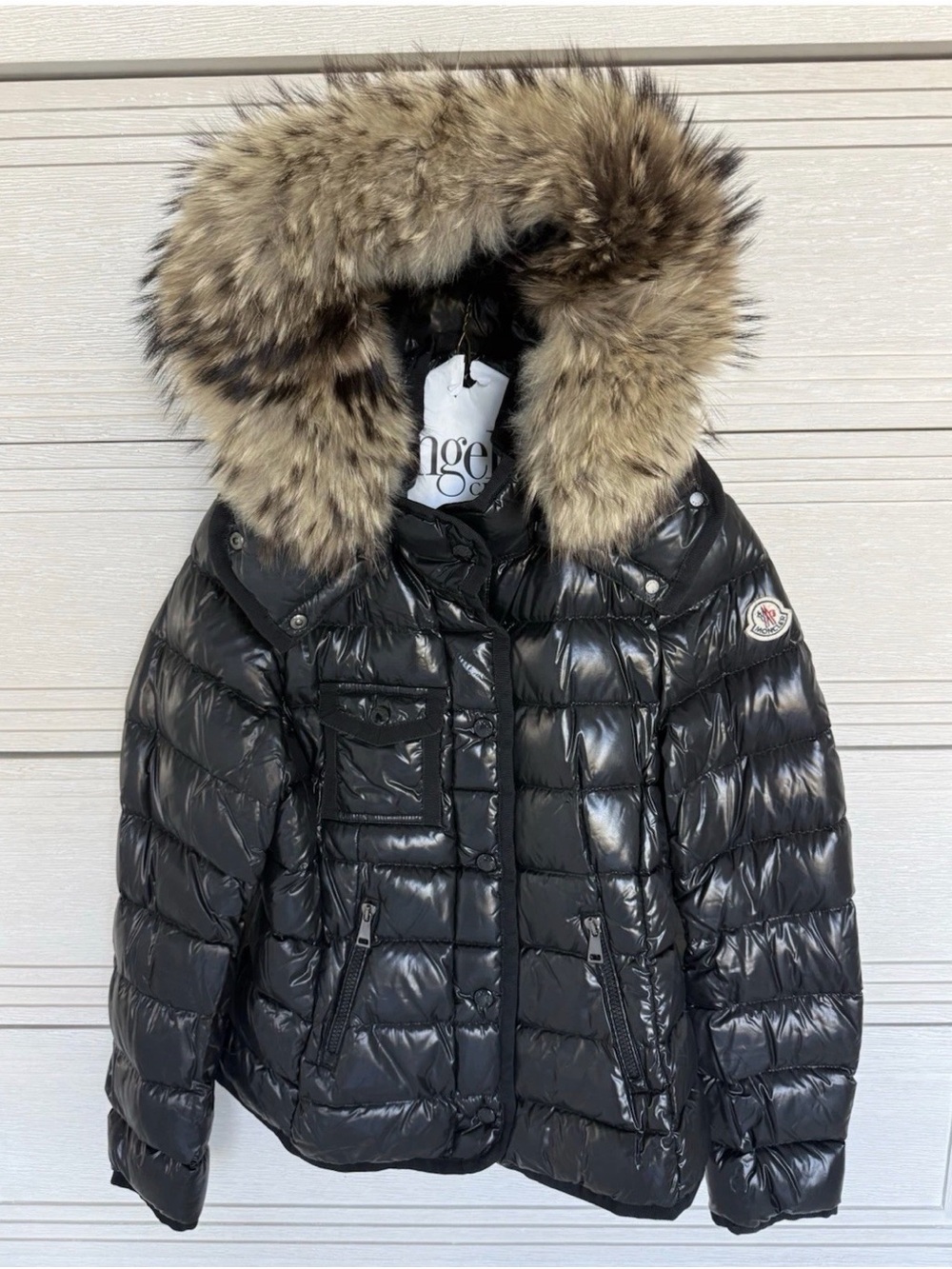 Moncler Armoise Guibbotto Black Quilted Puffer with Fur-Trim Hood Size 2 XS/S